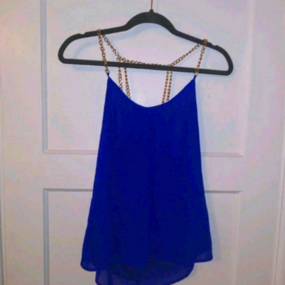 Blue and Gold chain blouse